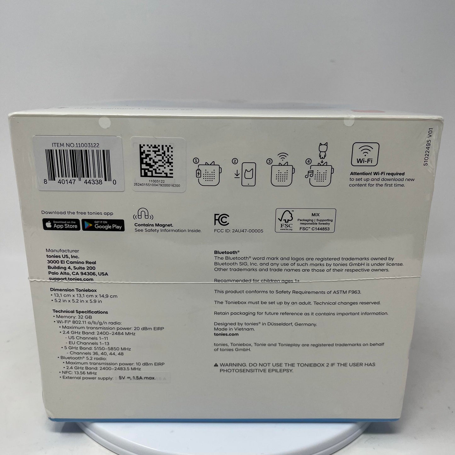 New Tonie Toniebox 2 Audio Player Starter Set Playtime Sky Blue Puppy 11003122