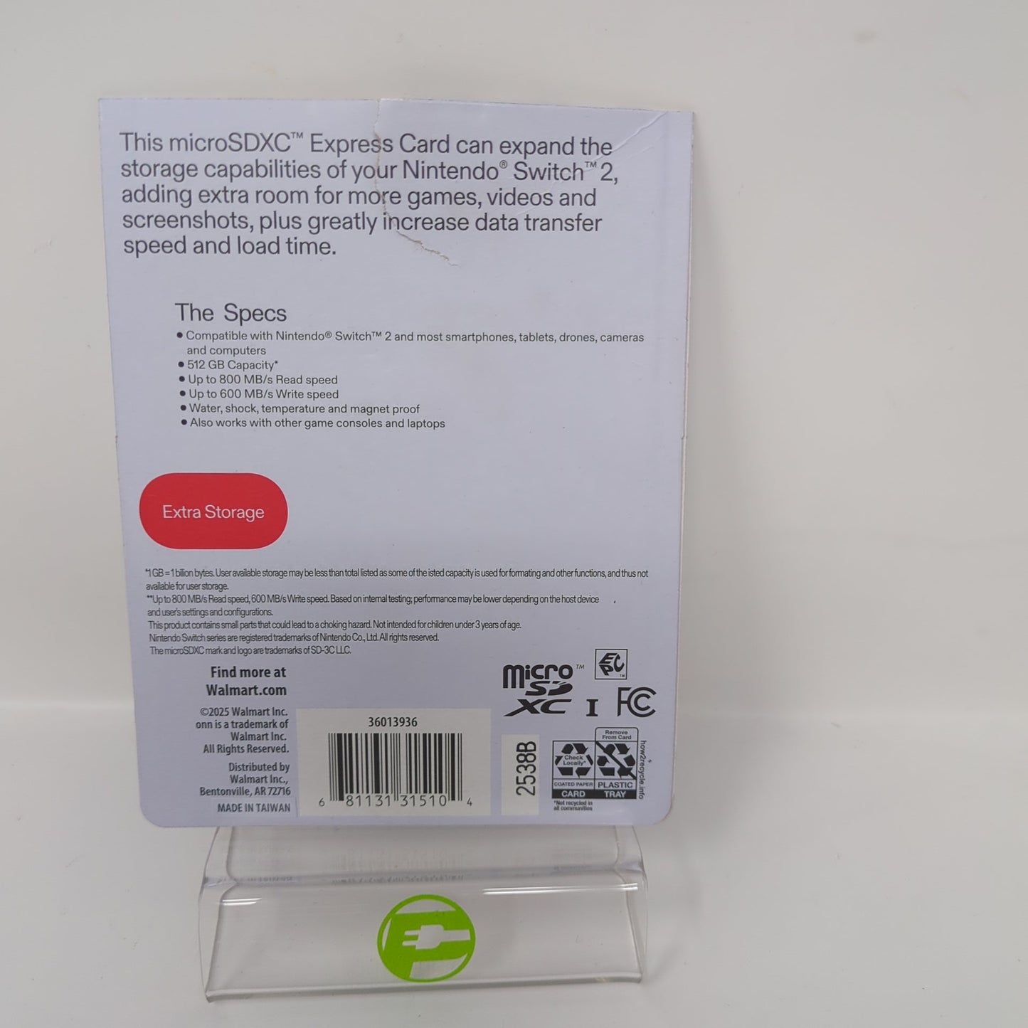 New Open Box Onn 512GB MicroSDXC Express Card for Nintendo Switch 2