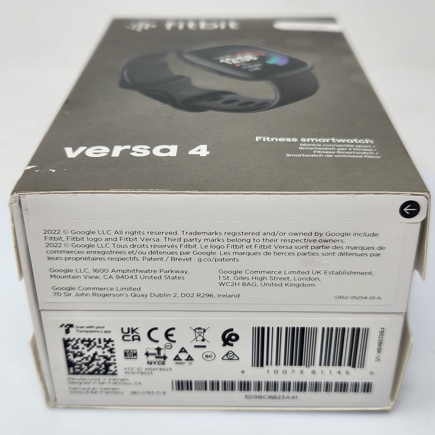New Fitbit Versa 4 24mm Fitness Smartwatch FB523BKBK-US