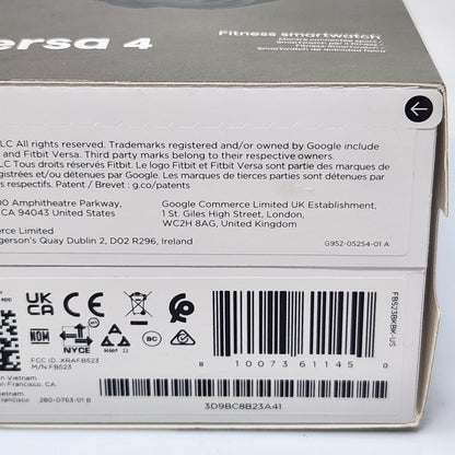 New Fitbit Versa 4 24mm Fitness Smartwatch FB523BKBK-US