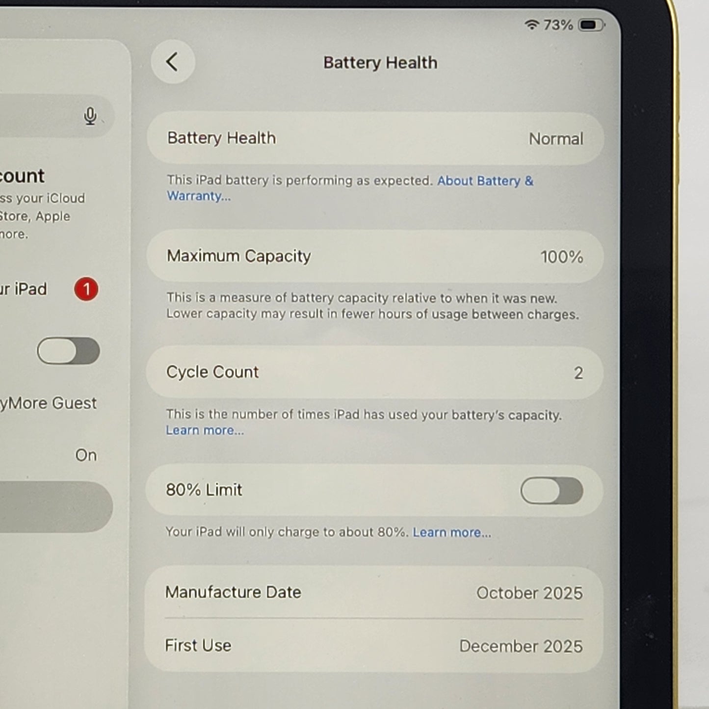 WiFi Only Apple iPad 11" (A16) 128GB Yellow MD4D4LL/A