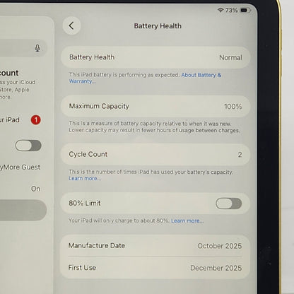 WiFi Only Apple iPad 11" (A16) 128GB Yellow MD4D4LL/A