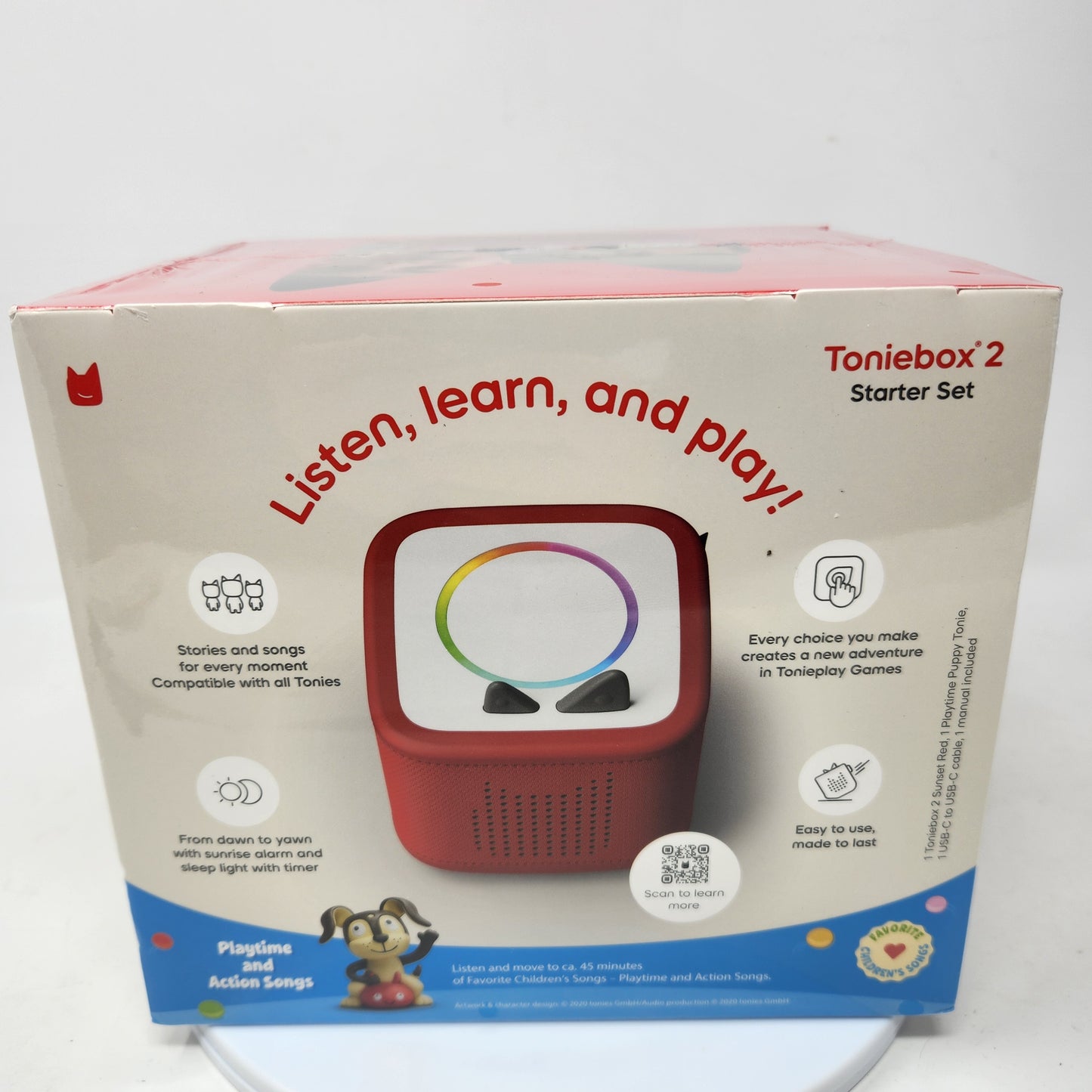 New Tonie Toniebox 2 Audio Player Starter Set Playtime Red Puppy 11003120
