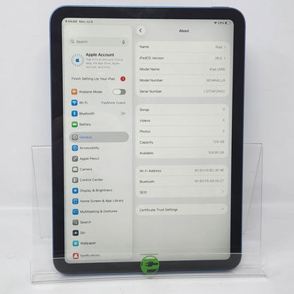 WiFi Only Apple iPad 11" (A16) 128GB Blue MD4A4LL/A