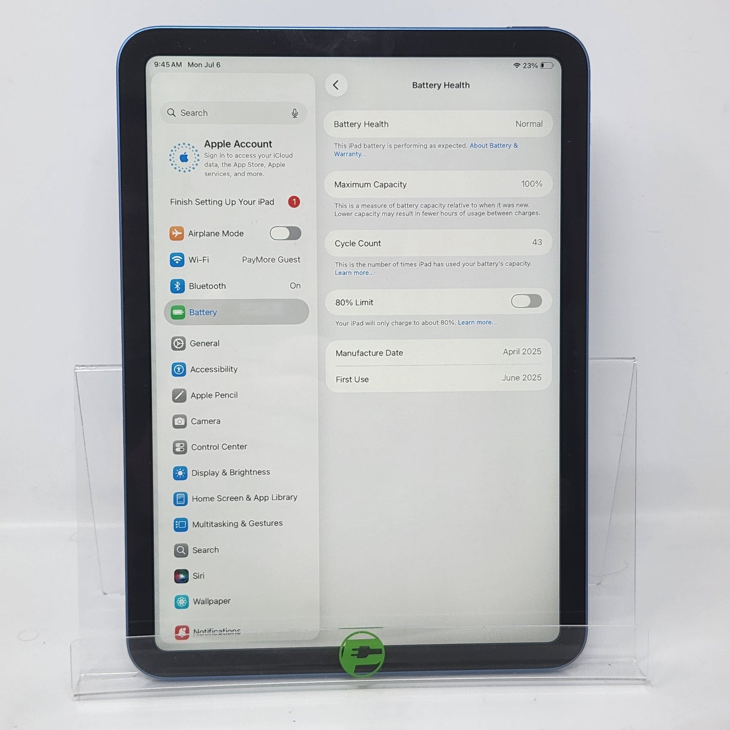 WiFi Only Apple iPad 11" (A16) 128GB Blue MD4A4LL/A