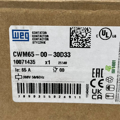 Weg CWM65 Contactor (380ACV Relay 50/60Hz) AC Non-Reversing IEC Contactor 