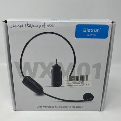 Bietrun WXM01 UHF Wireless Microphone Headset Black