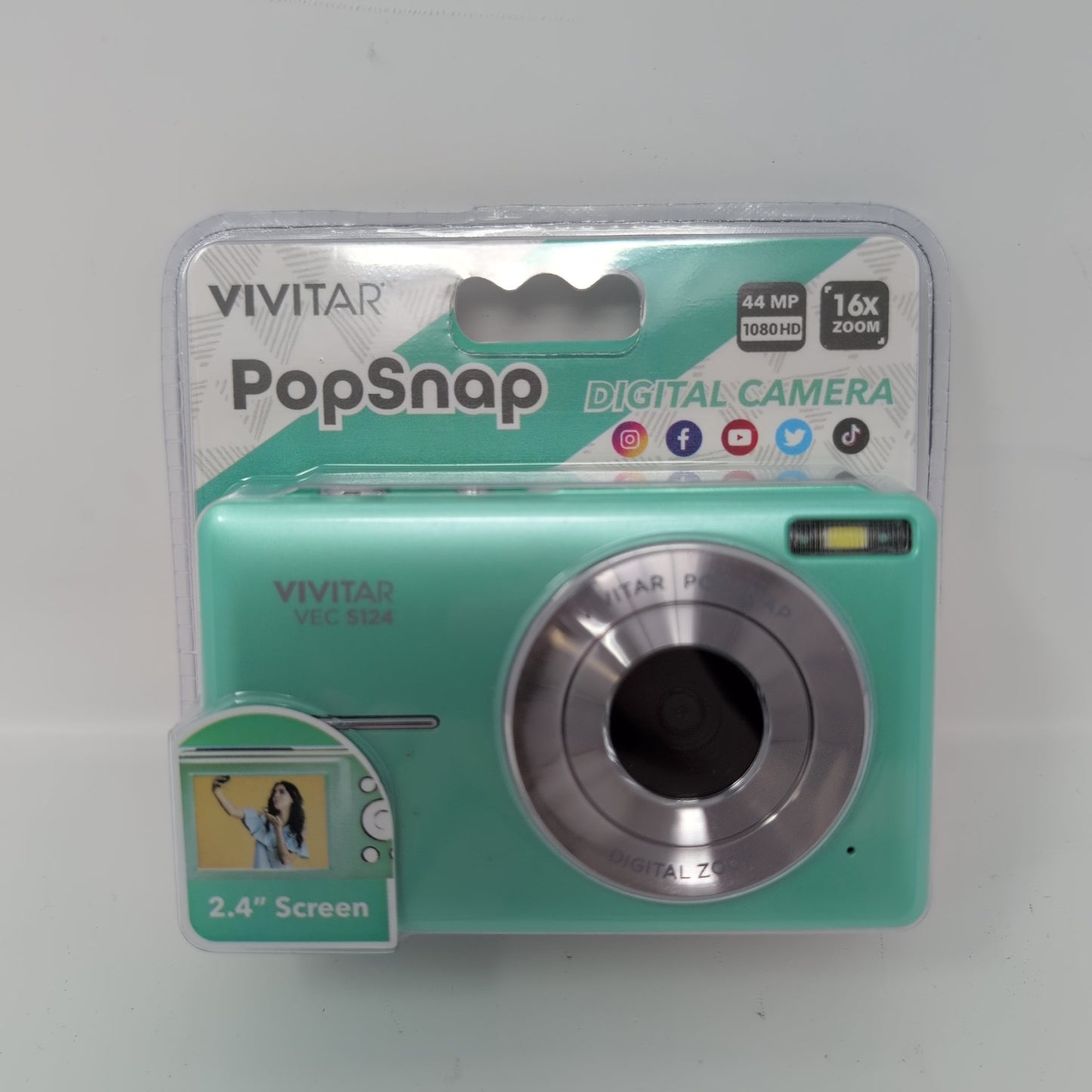 Vivitar PopSnap VECS124-GRN Digital Camera 44MP Green Compact Point & Shoot Vivitar PopSnap VECS124-GRN Digital Camera 44MP Green Compact Point & Shoot 1080p New