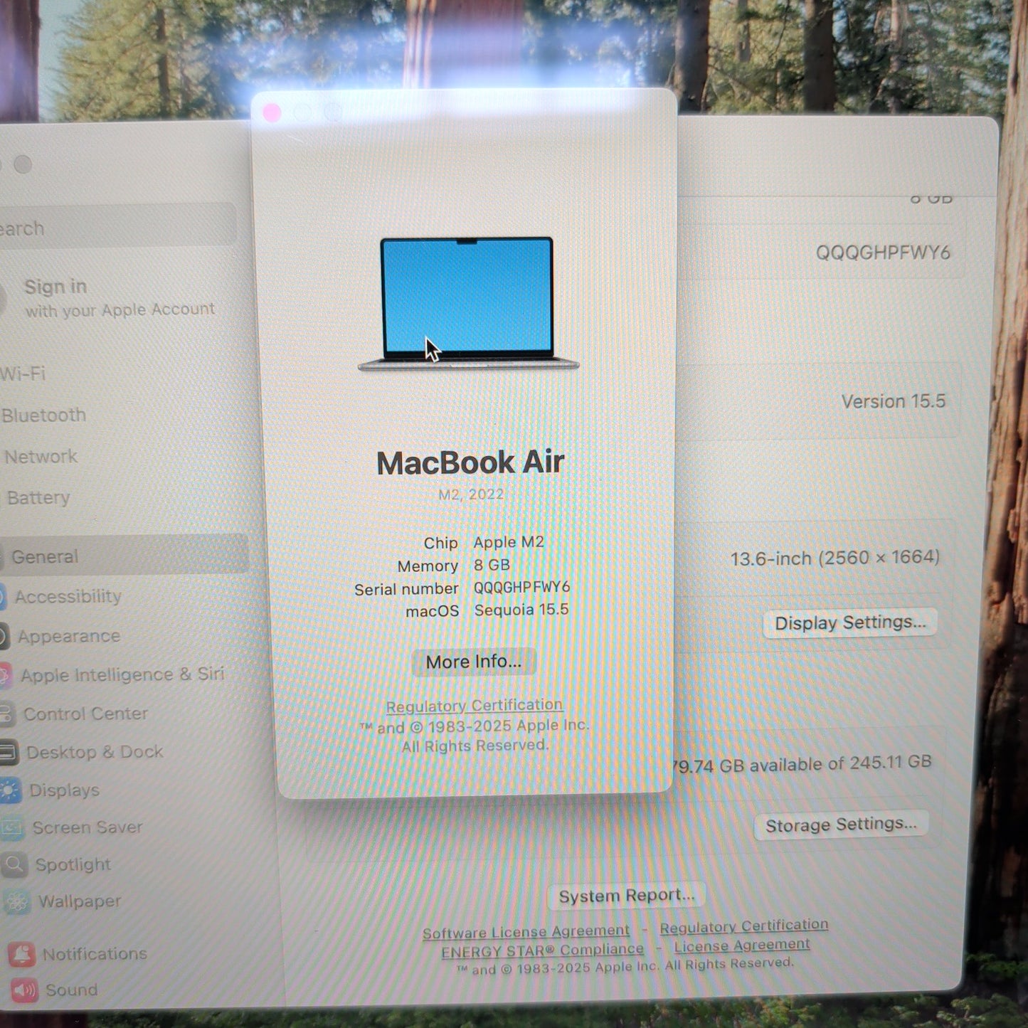 2022 Apple MacBook Air 13.6" M2 8C GPU 3.5GHz 16GB RAM 256GB SSD A2681