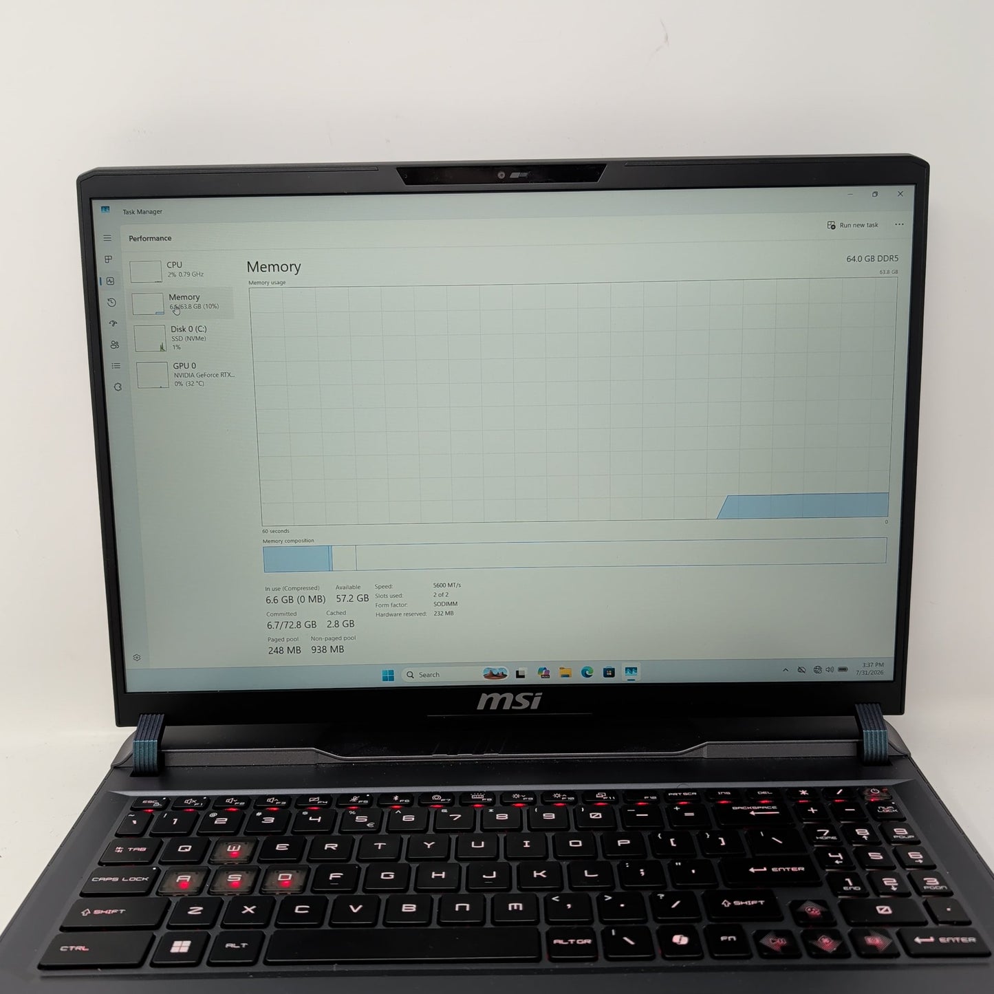 MSI Vector 16 HX AI A14VGG 64GB RAM 2TB GeForce RTX 4070